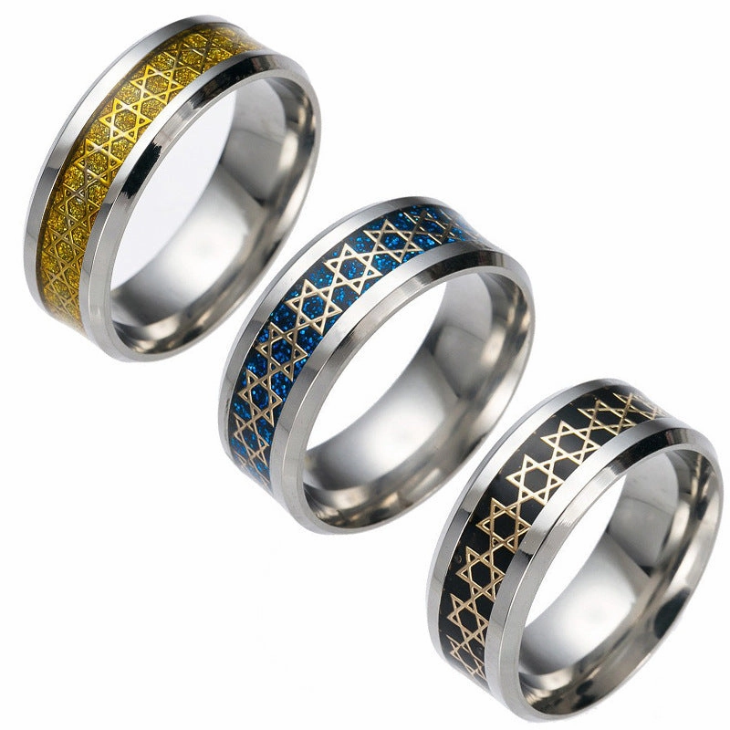 Wholesale Vintage Hollow Six-pointed Star Five-pointed Star 8mm Ring