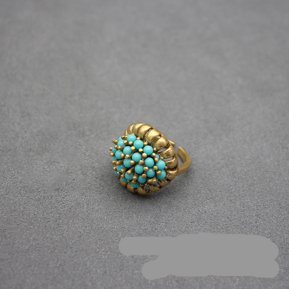 Wholesale Vintage Imitation Green Pine Open Ring