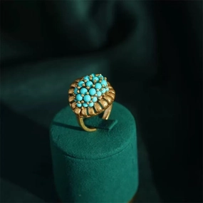 Wholesale Vintage Imitation Green Pine Open Ring