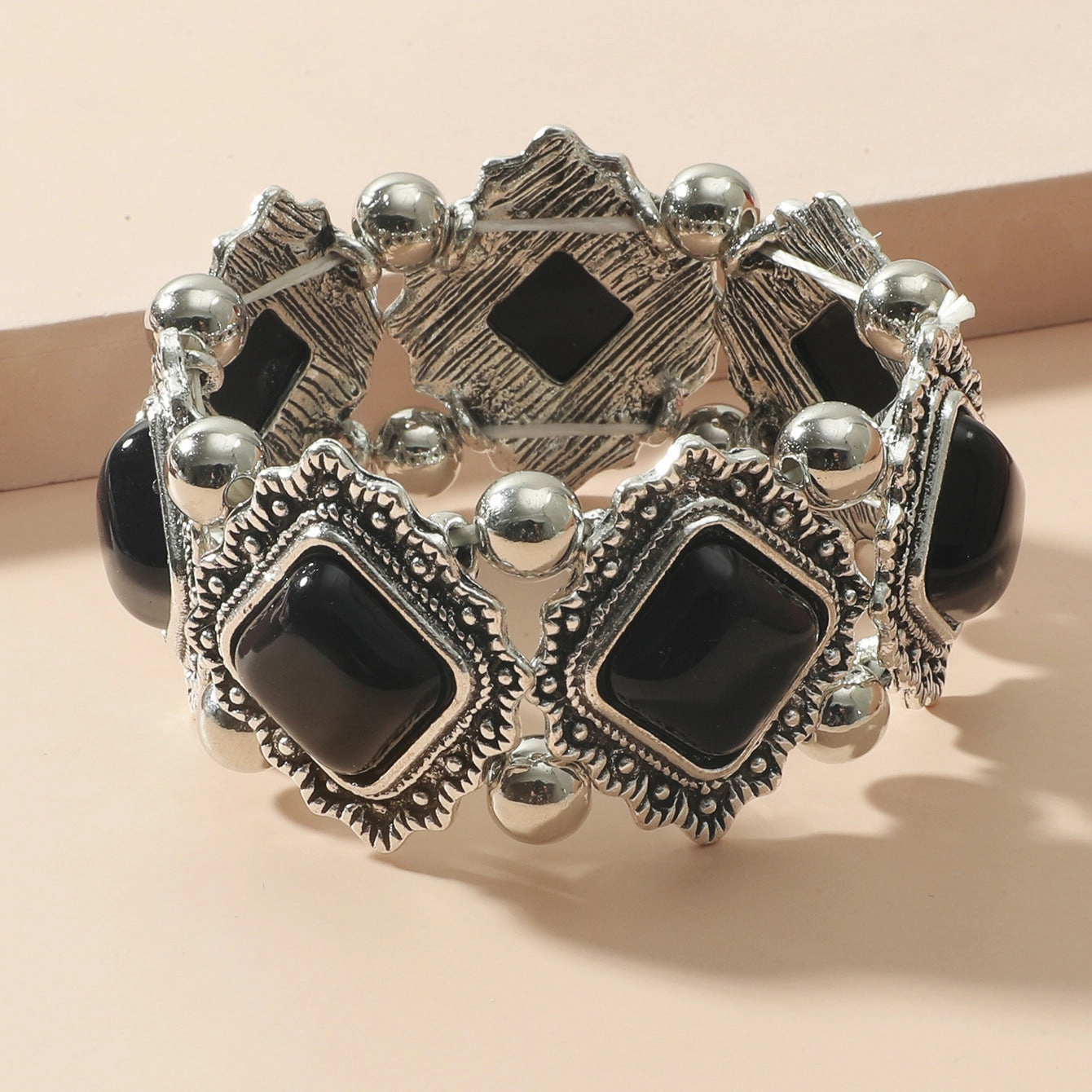 Wholesale Vintage Inlaid Resin Marquise Stretch Bracelet