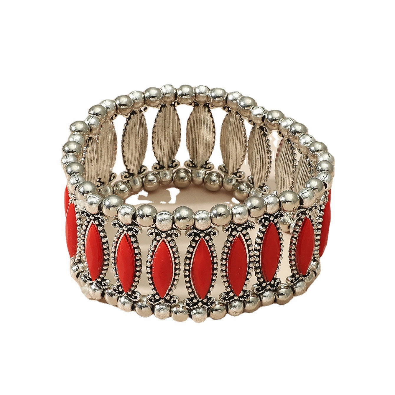 Wholesale Vintage Inlaid Resin Marquise Stretch Bracelet