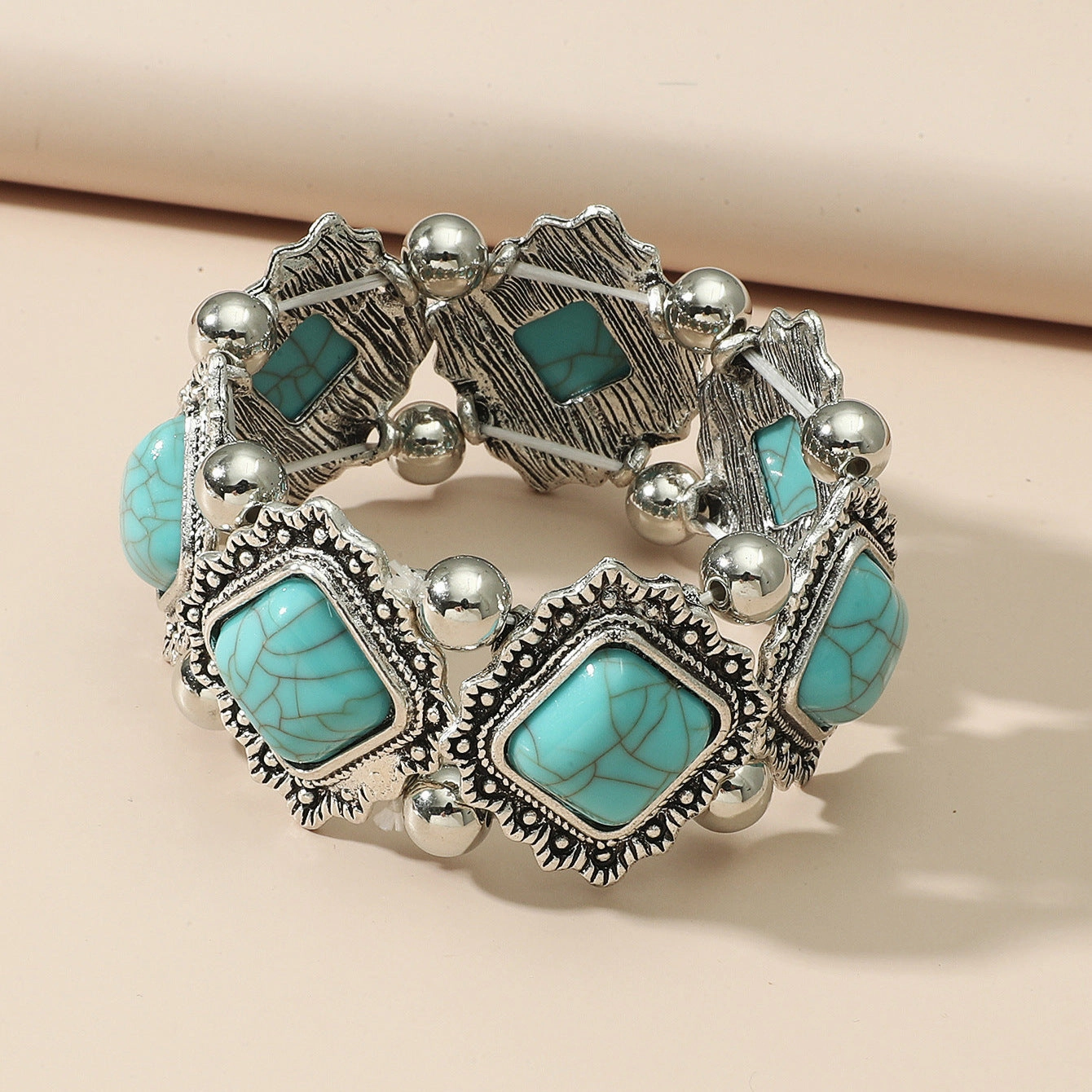 Wholesale Vintage Inlaid Resin Marquise Stretch Bracelet