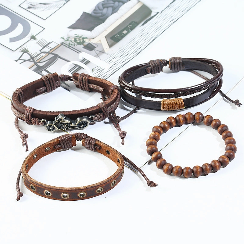 Wholesale Vintage Leather Men's Bracelet Set of 4