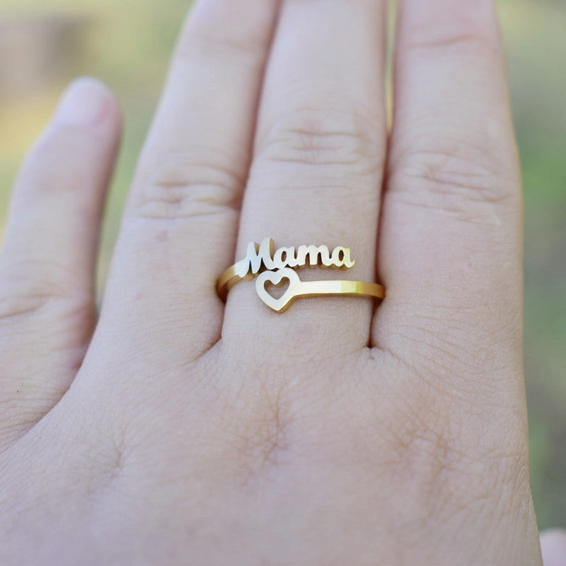 Wholesale Vintage Mother's Day Letter Heart Titanium steel Rings
