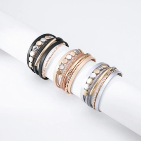 Wholesale Vintage Multi-layer Magnetic Buckle Leather Bracelet