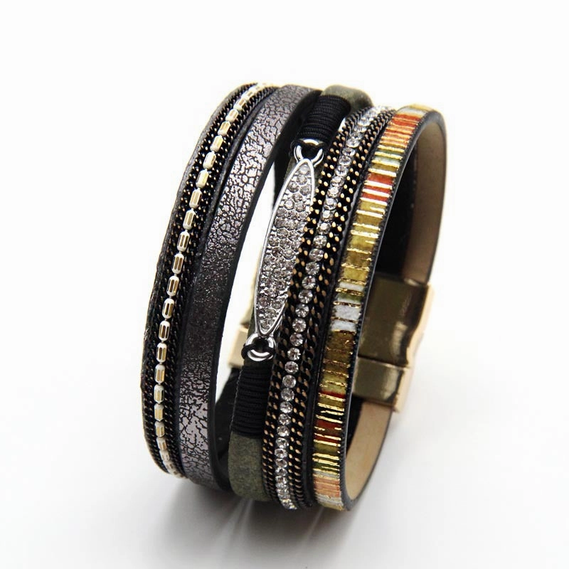 Wholesale Vintage Multi-layer Woven Bohemian Ethnic Style Magnetic Clasp Bracelet