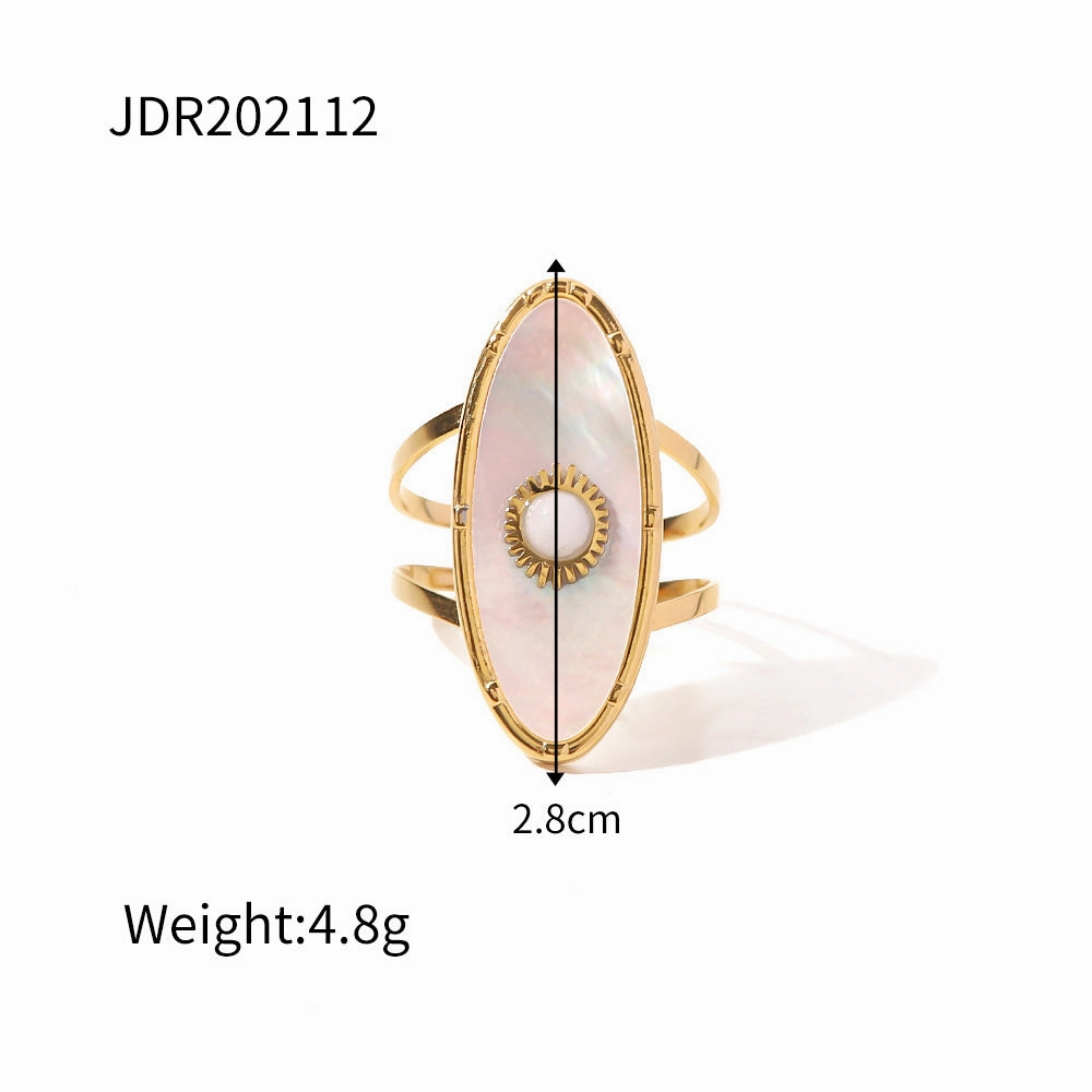 Wholesale Vintage Natural Stone All-match Gemstone Titanium Steel Open Ring