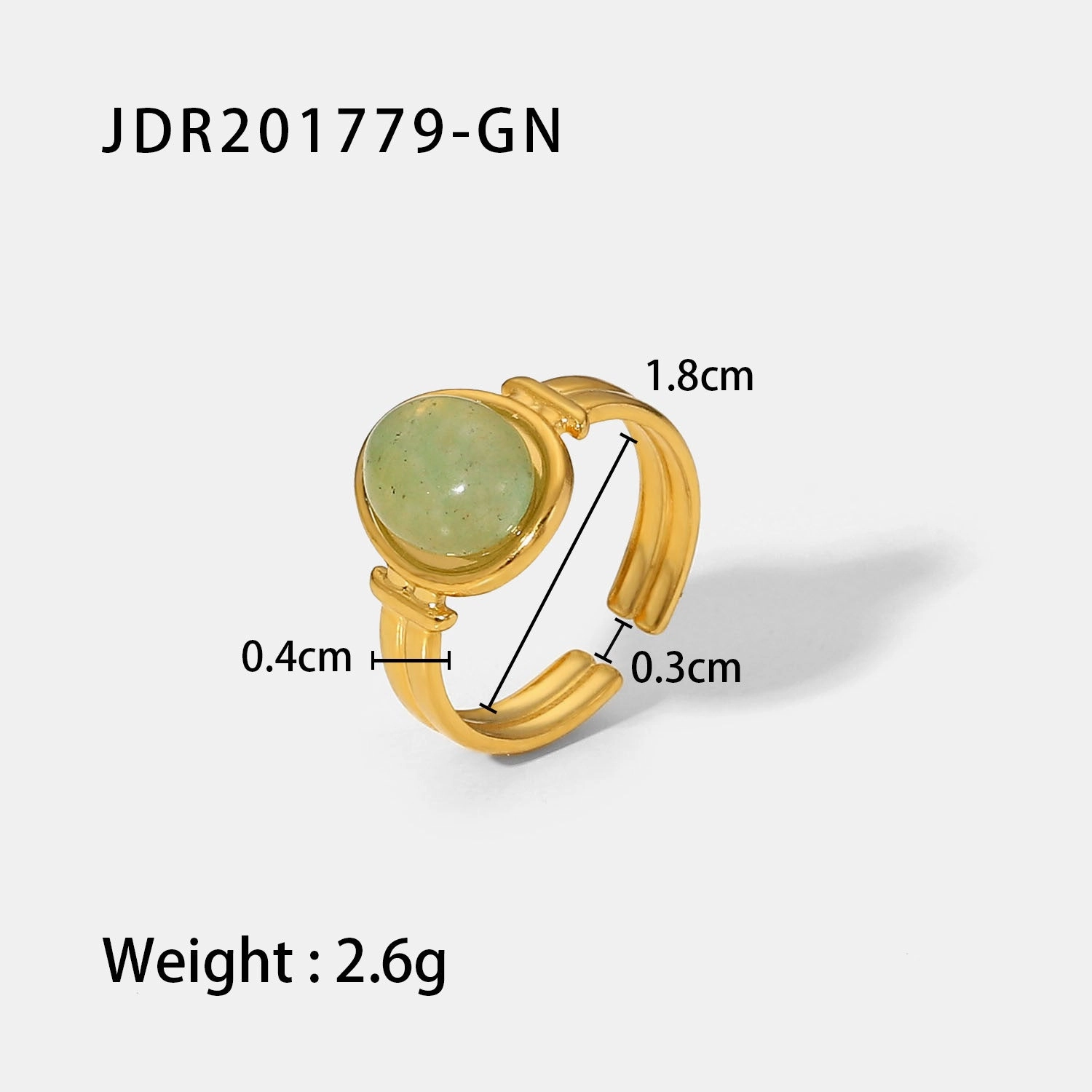Wholesale Vintage Natural Stone All-match Gemstone Titanium Steel Open Ring