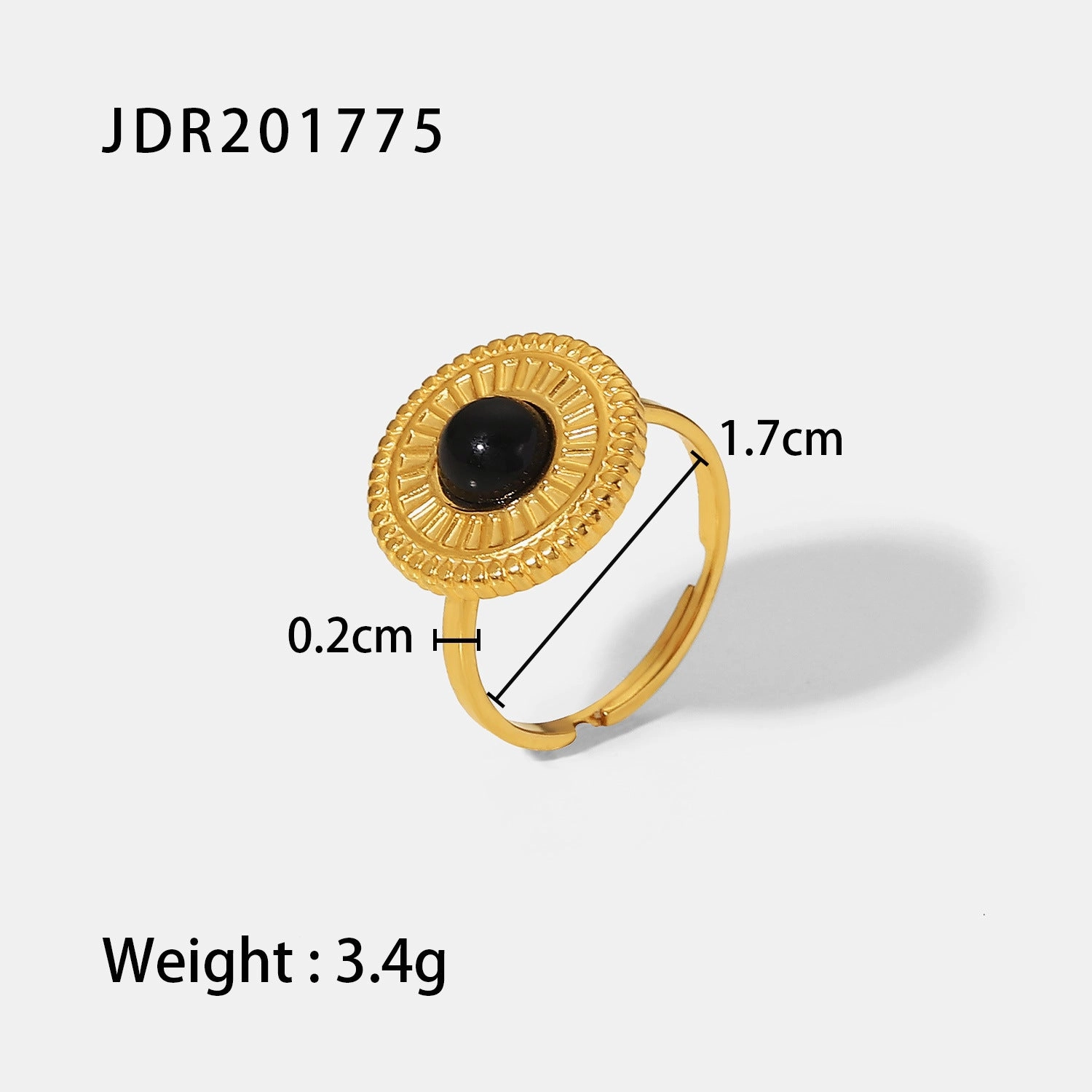 Wholesale Vintage Natural Stone All-match Gemstone Titanium Steel Open Ring