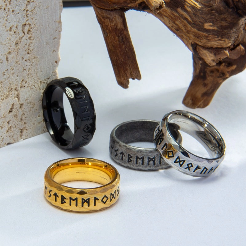 Wholesale Vintage Nordic Viking Rune Titanium Steel Ring