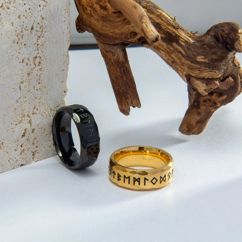 Wholesale Vintage Nordic Viking Rune Titanium Steel Ring