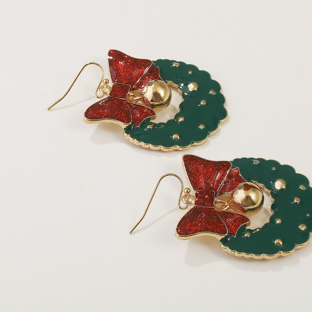 Wholesale Vintage Oil Drop Bow Bell Wreath Earrings