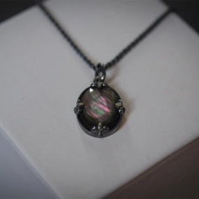 Wholesale Vintage Oval Inlaid Cat's Eye Stone Pendant Clavicle Chain