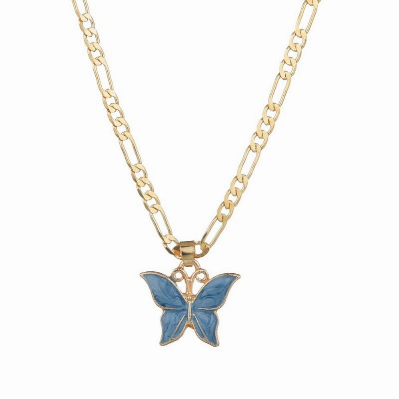 Wholesale Vintage Painted Dripping Butterfly Fashion Necklace