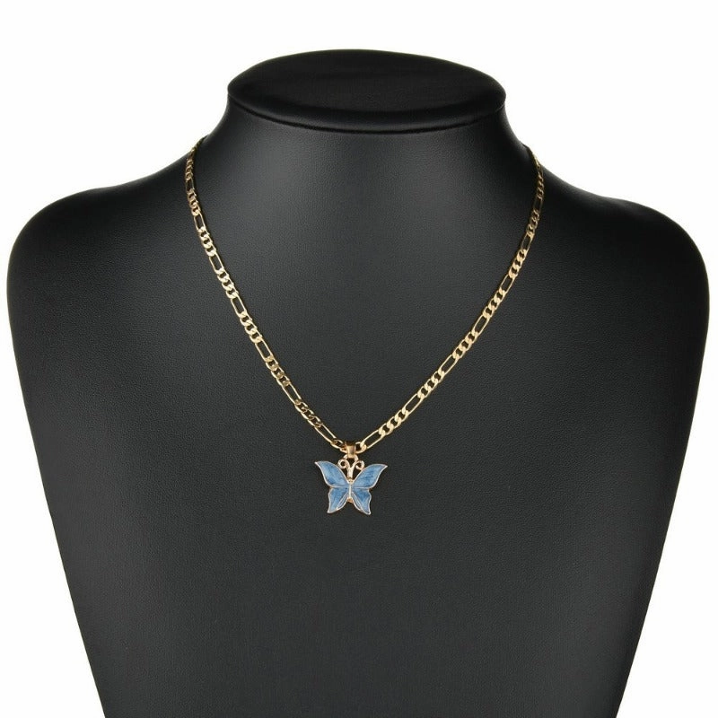 Wholesale Vintage Painted Dripping Butterfly Fashion Necklace