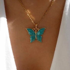 Wholesale Vintage Painted Dripping Butterfly Fashion Necklace