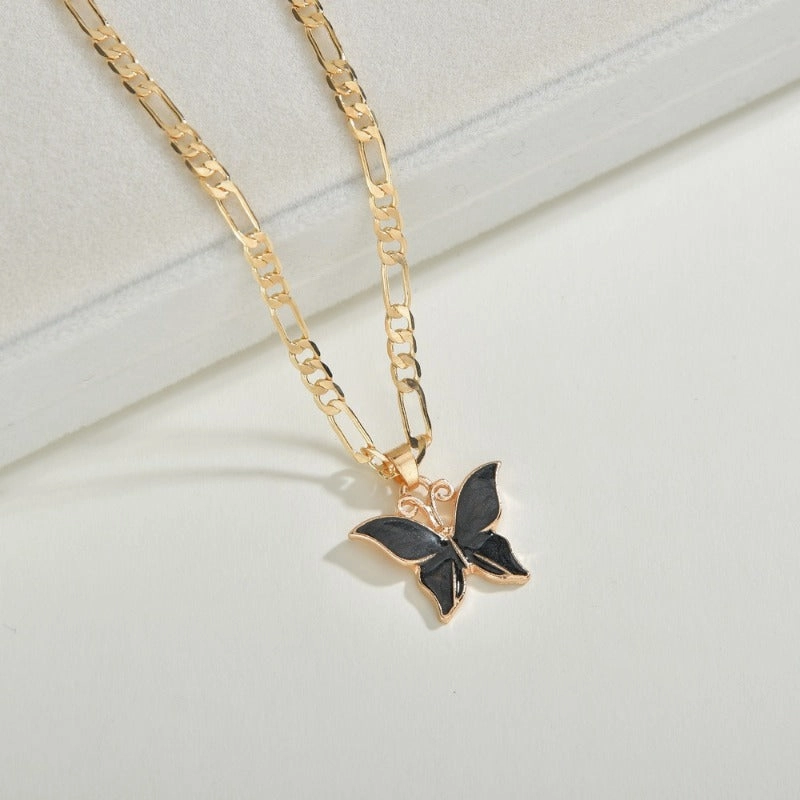 Wholesale Vintage Painted Dripping Butterfly Fashion Necklace