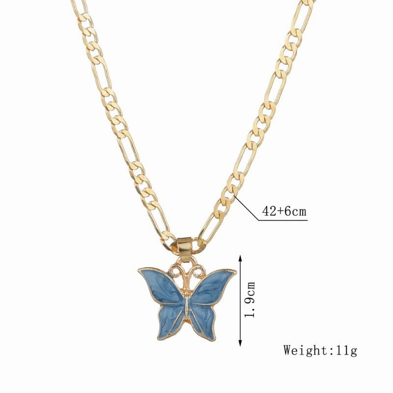 Wholesale Vintage Painted Dripping Butterfly Fashion Necklace