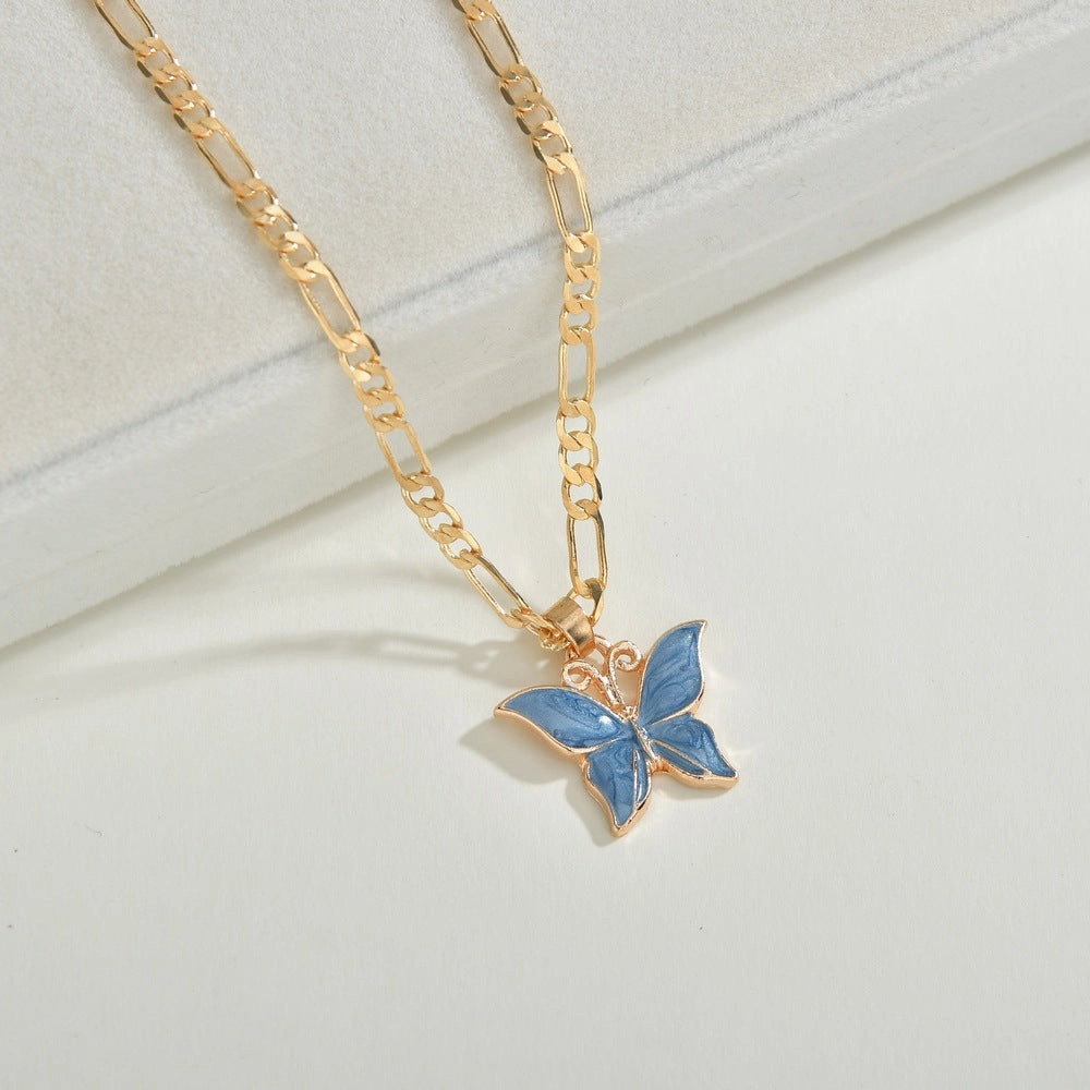 Wholesale Vintage Painted Dripping Butterfly Fashion Necklace