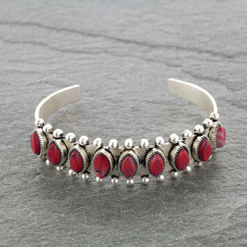 Wholesale Vintage Pattern Turquoise Open Metal Bracelets