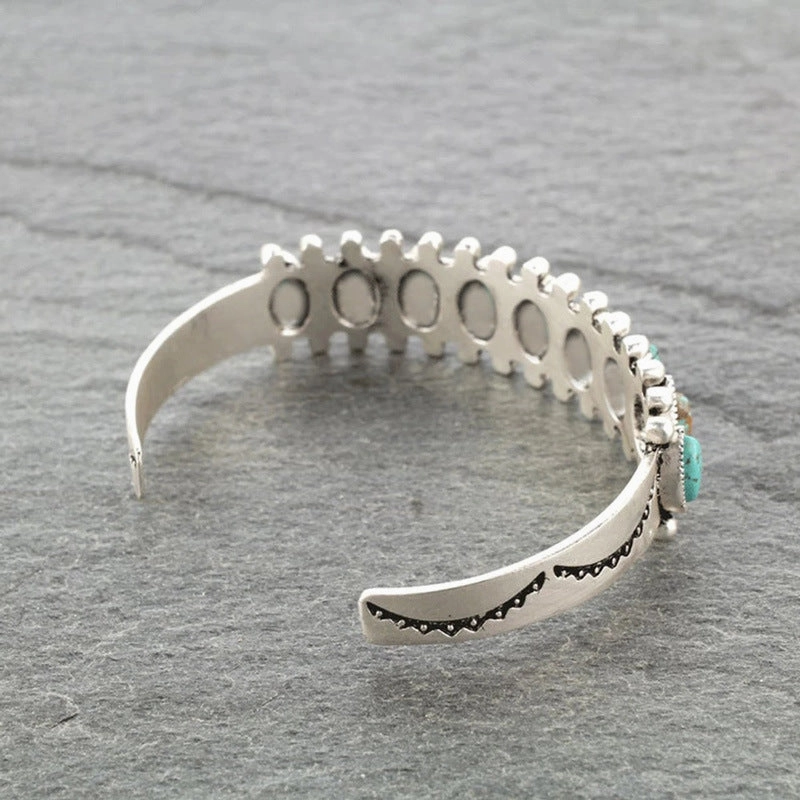 Wholesale Vintage Pattern Turquoise Open Metal Bracelets