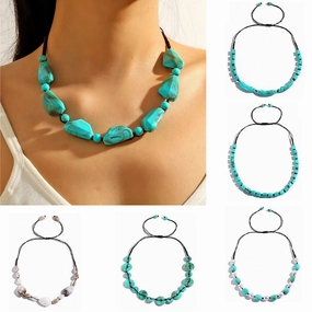 Wholesale Vintage Pearl Turquoise Handmade Beaded Necklace