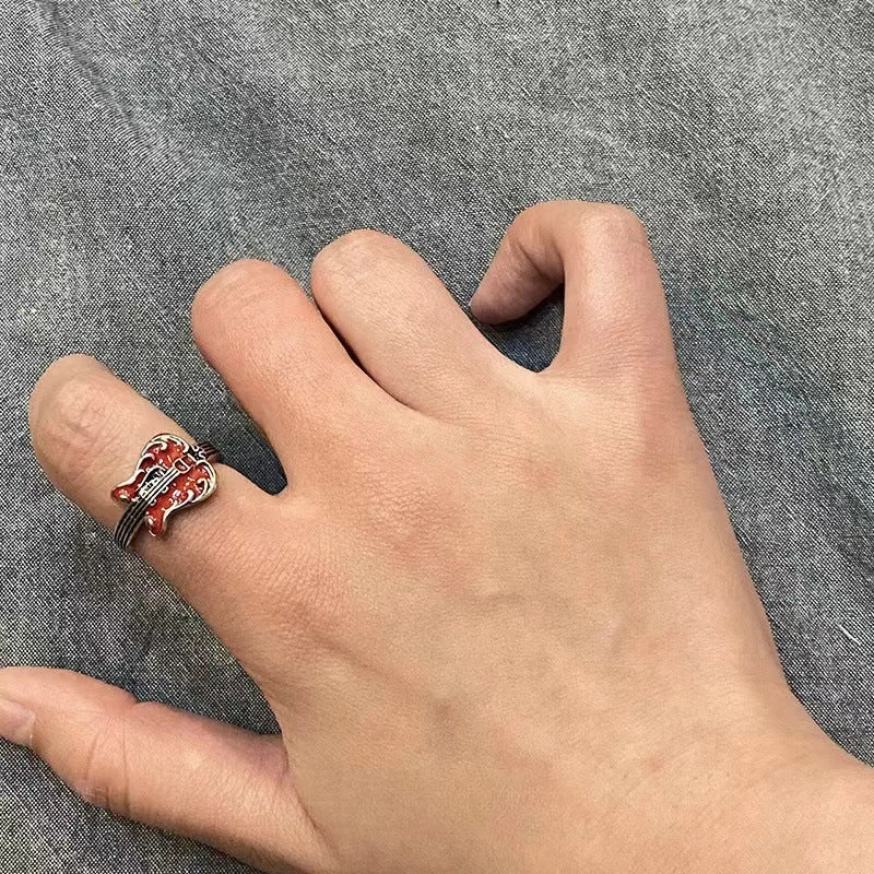 Wholesale Vintage Punk Rock Red Guitar Ring