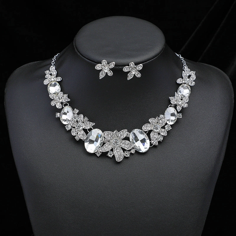Wholesale Vintage Rhinestone Alloy Long Necklace Earring Set