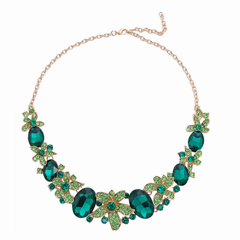 Wholesale Vintage Rhinestone Alloy Long Necklace Earring Set