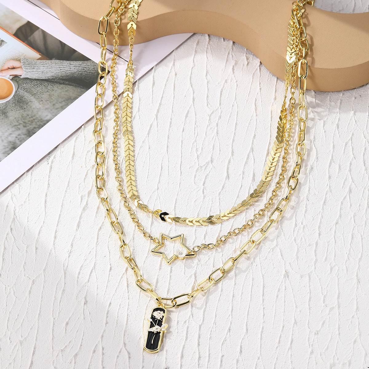 Wholesale Vintage Rose Pendant French Necklace