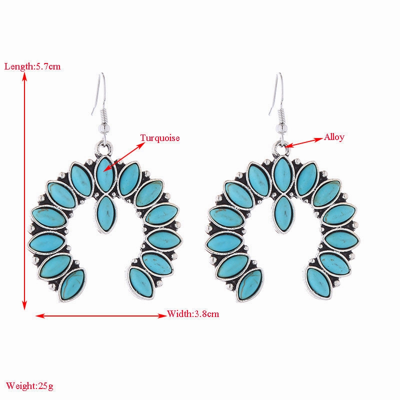Wholesale Vintage Scalloped Turquoise Hollow Earrings