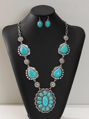 Wholesale Vintage Shaped Necklace Turquoise Earrings Western Style