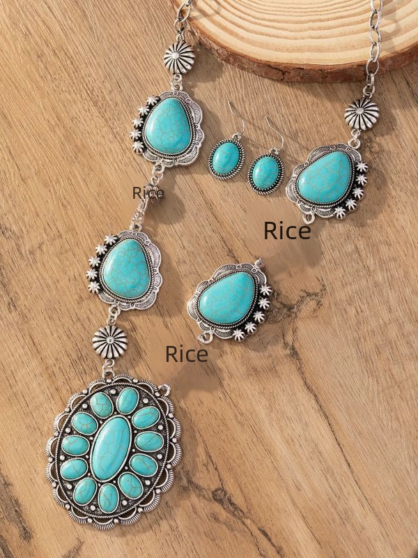 Wholesale Vintage Shaped Necklace Turquoise Earrings Western Style