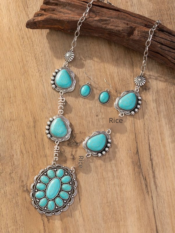 Wholesale Vintage Shaped Necklace Turquoise Earrings Western Style