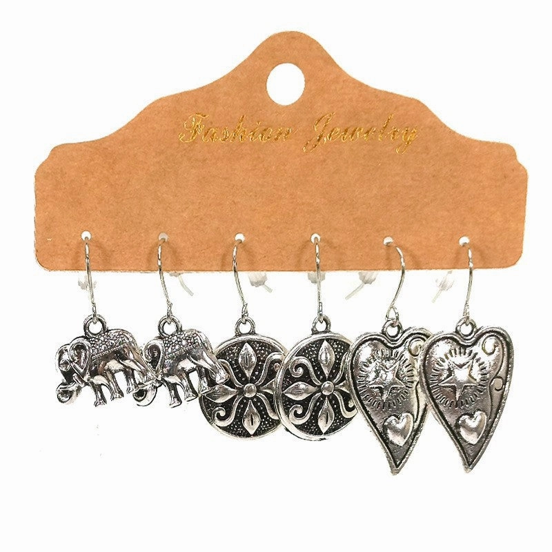 Wholesale Vintage Silver Turquoise Ethnic Style Earrings