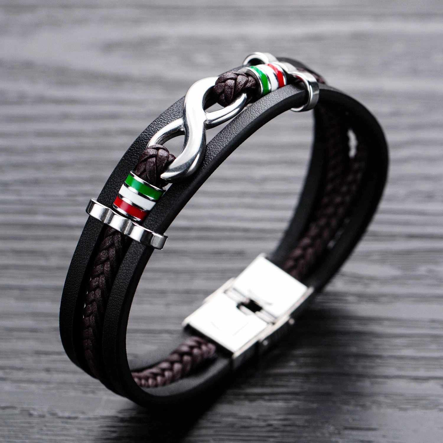 Wholesale Vintage Simple Leather Multi-layer Men's Alloy Bracelet
