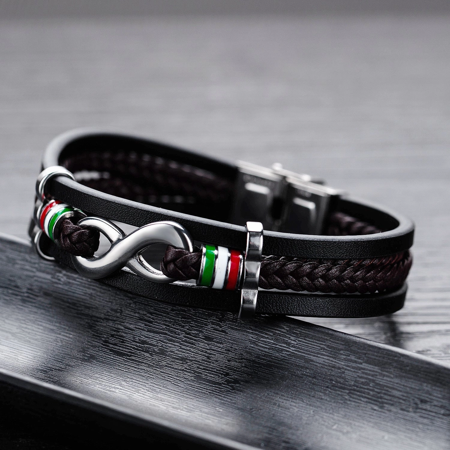 Wholesale Vintage Simple Leather Multi-layer Men's Alloy Bracelet
