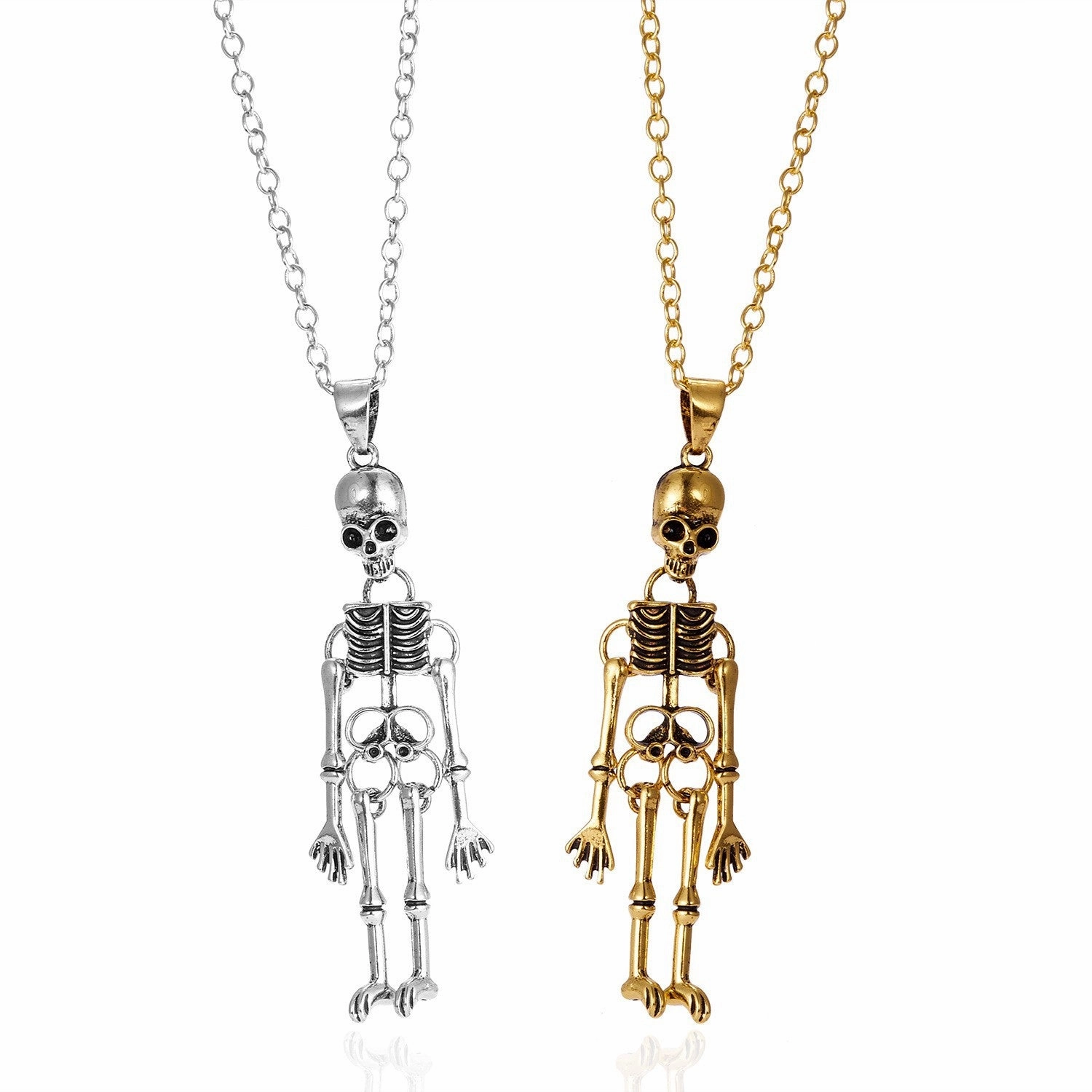 Wholesale Vintage Skeleton Ghost Love Magnetic Suction Handle Pendant Alloy Necklace