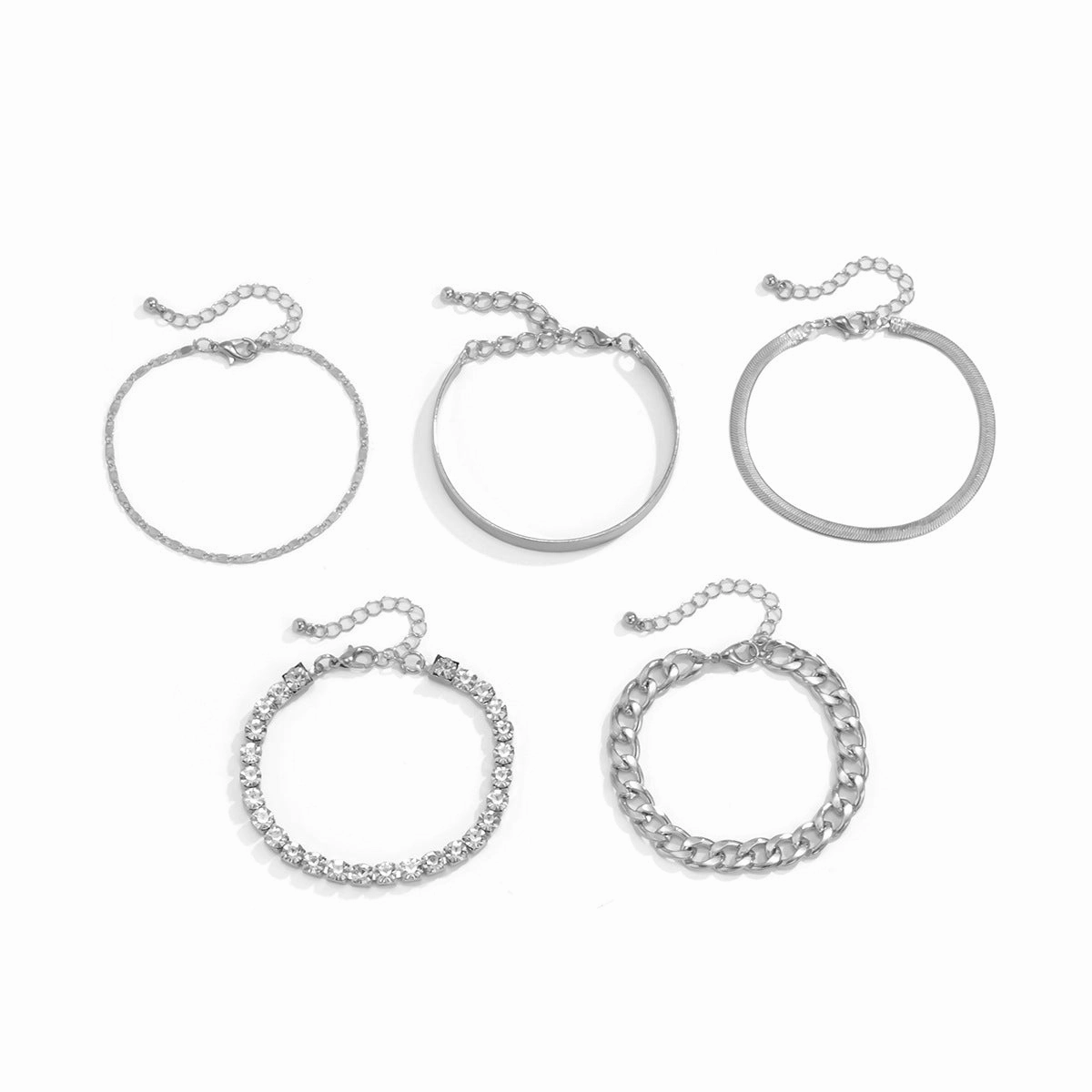 Wholesale Vintage Snake Bone Chain Diamond Bracelet Set