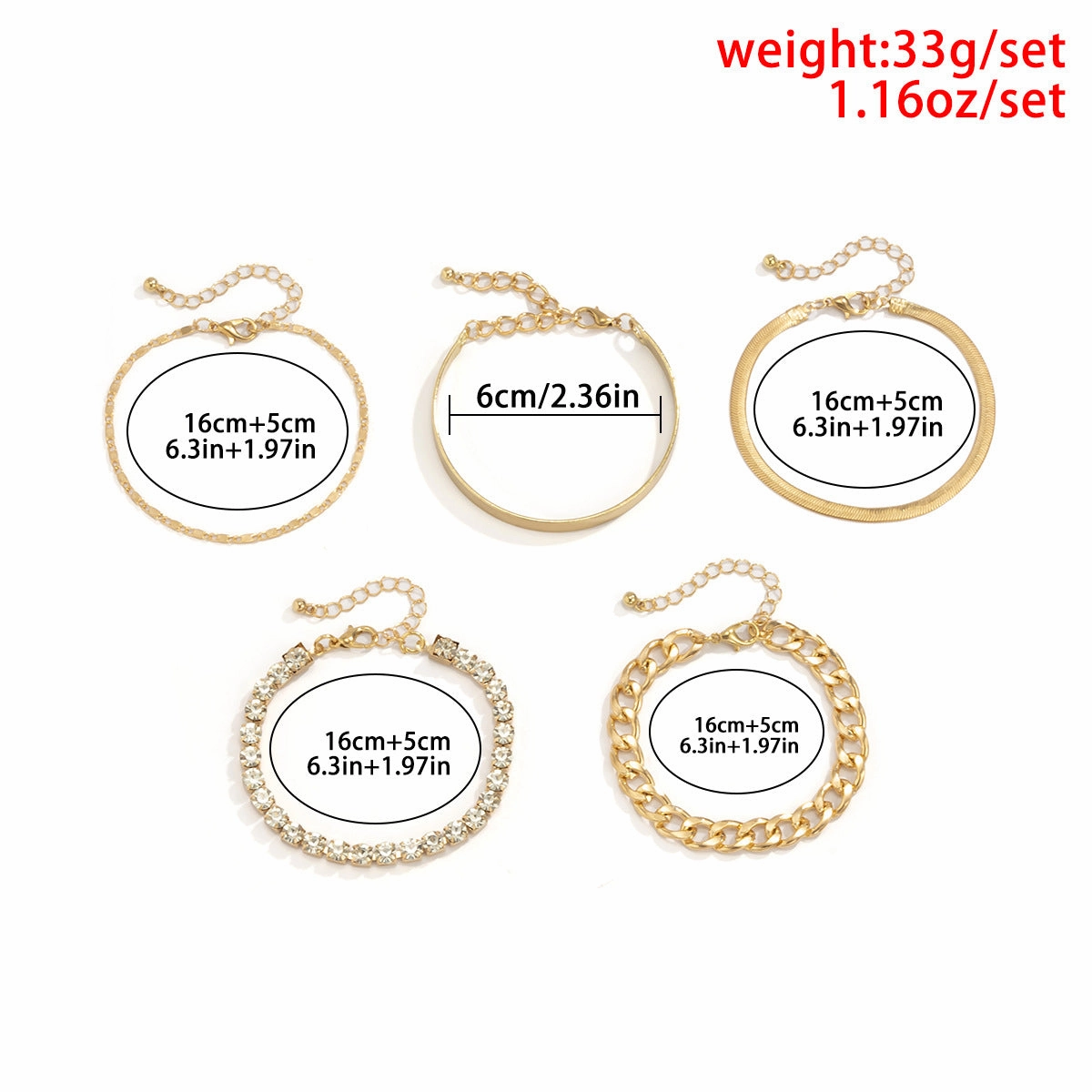 Wholesale Vintage Snake Bone Chain Diamond Bracelet Set