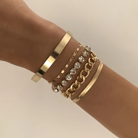Wholesale Vintage Snake Bone Chain Diamond Bracelet Set