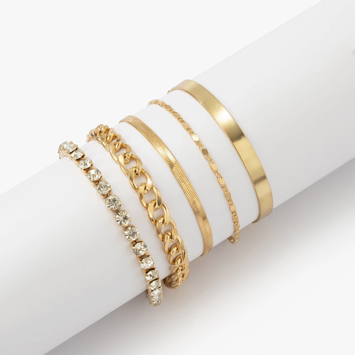 Wholesale Vintage Snake Bone Chain Diamond Bracelet Set