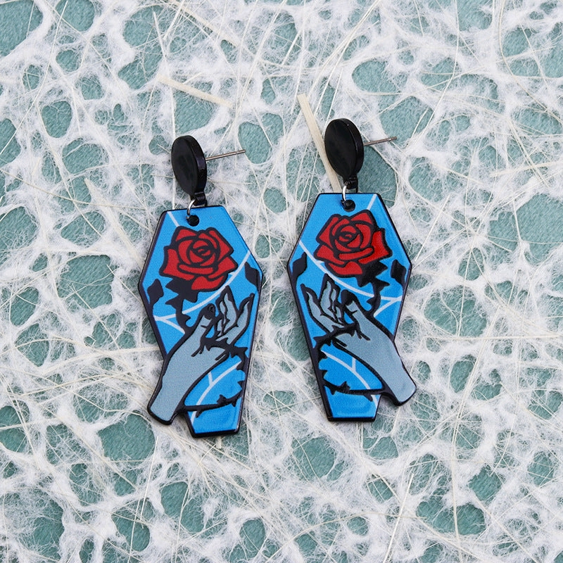 Wholesale Vintage Snake Rose Acrylic Earrings