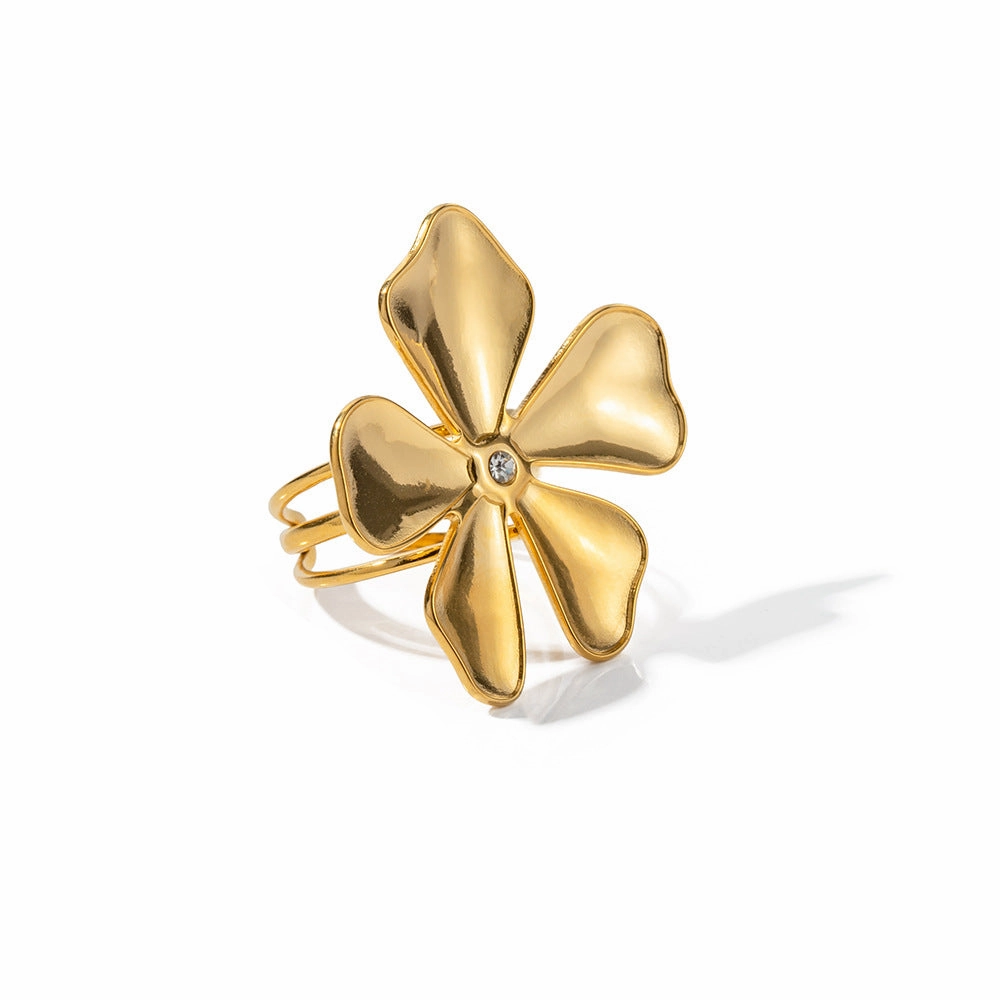 Wholesale Vintage Stainless Steel Daffodil Embossed Ring