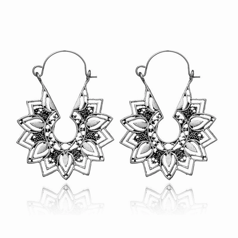 Wholesale Vintage Statemente Flower Heart Alloy Earrings