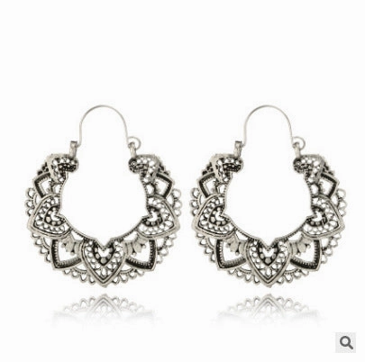 Wholesale Vintage Statemente Flower Heart Alloy Earrings