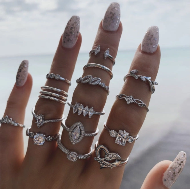 Wholesale Vintage Sun Eye Arrow Moon Sapphire Ring Set