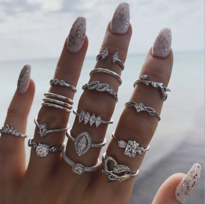 Wholesale Vintage Sun Eye Arrow Moon Sapphire Ring Set
