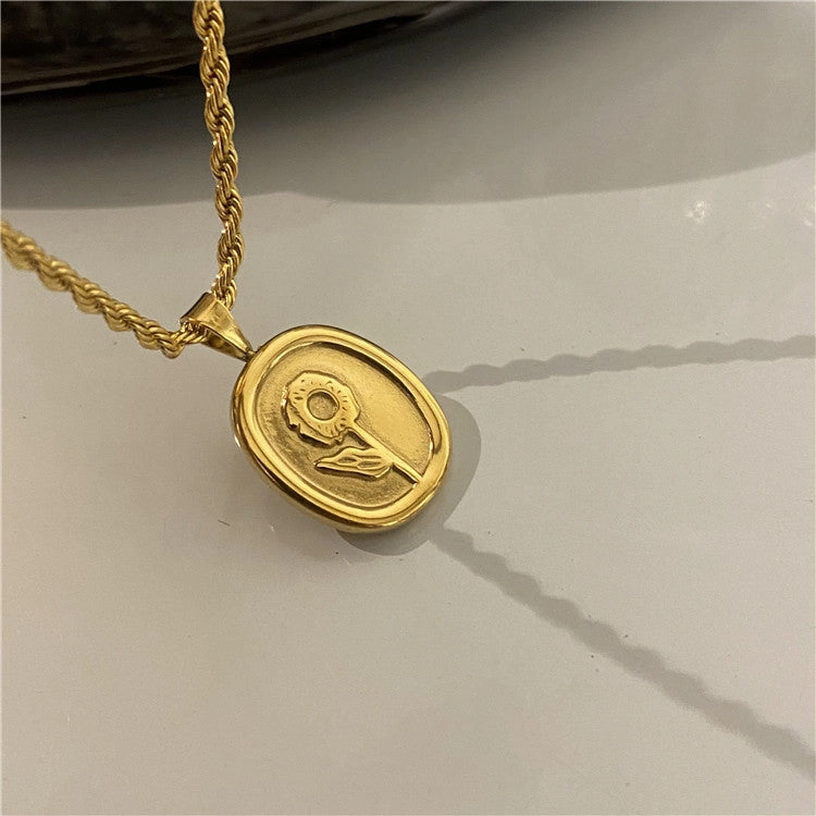 Wholesale Vintage Sunflower Titanium Steel Necklaces