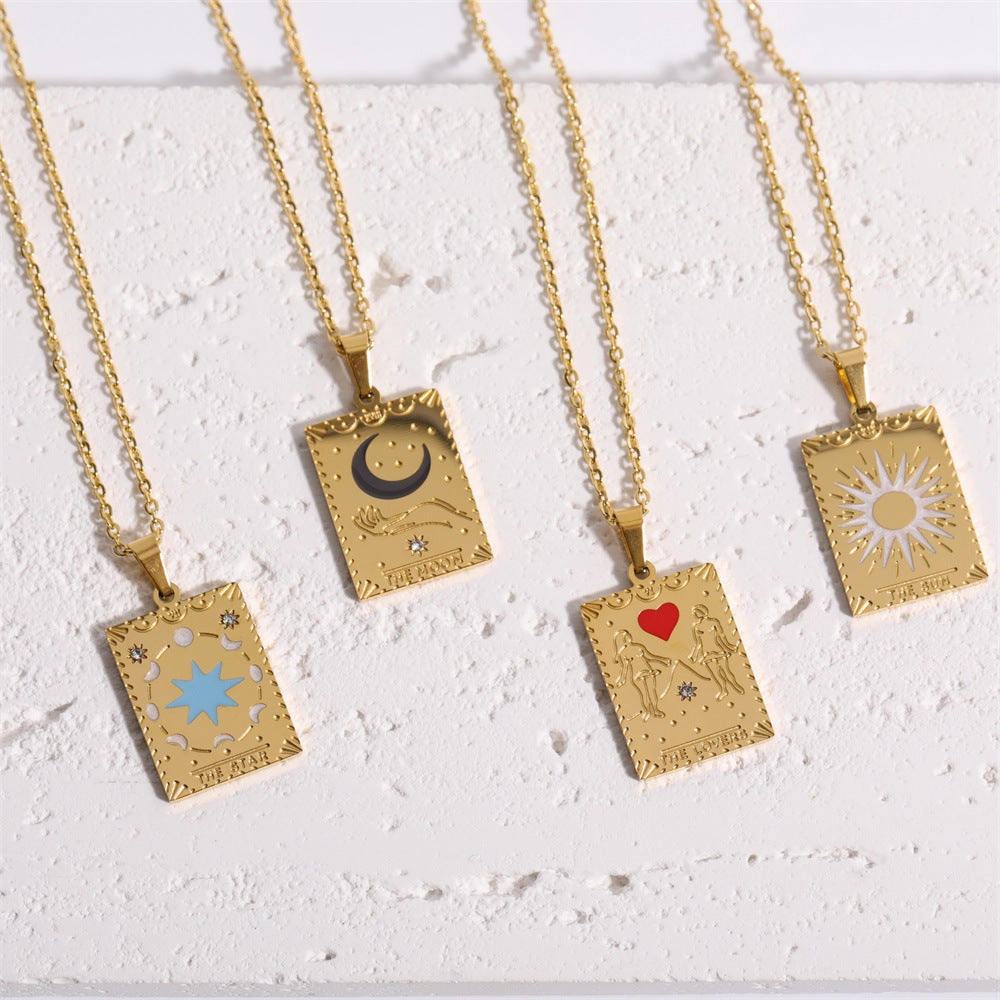 Wholesale Vintage Tarot Cards Stainless Steel Sweater Chain